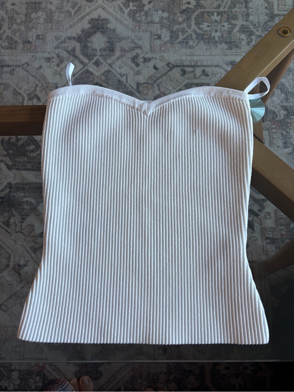 Babaton White Ribbed Sweetheart Cami